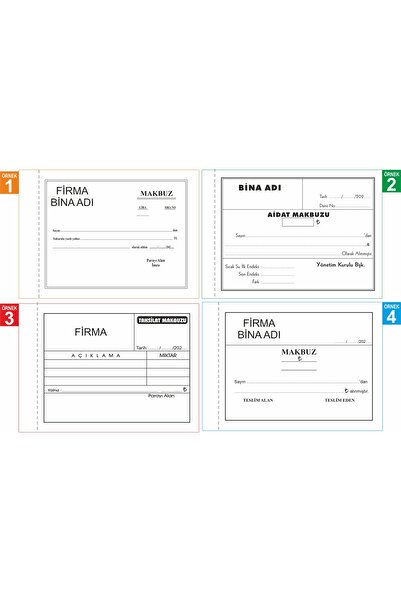 Universal Tahsilat Makbuzu - Bina Aidat Makbuzu - Para Makbuzu Otokopili 2 Nüs. (Kişiye - Firmaya Özel) 5cilt
