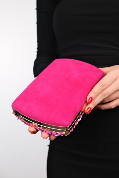 LuviShoes SEUL Fuchsia Pebble Stone Women's Evening Dress Bag
