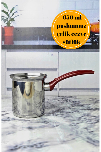 BRE HOME Ultra Taban Çelik Mega Büyük Boy 650 ml Cezve, Sütlük
