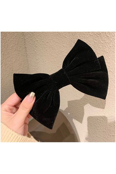 Rachel Black Velvet Large Bow Buckle-18 cm