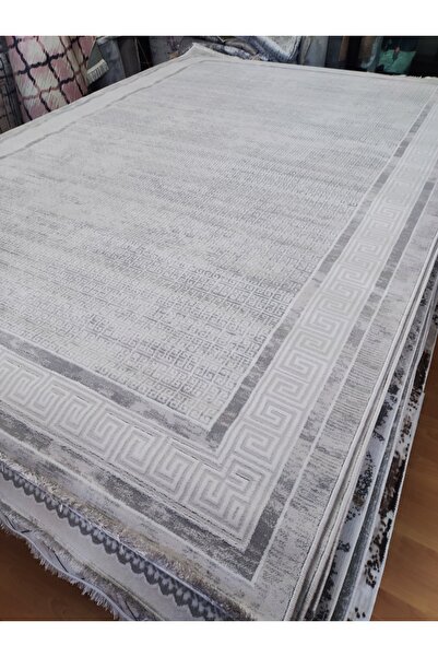 Halı 6m2 kalın sık dokuma bambu tarz salon oturma odası halısı gri beyaz gold...