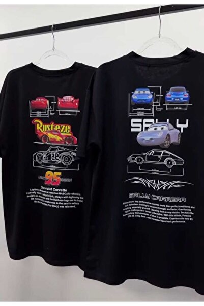 Elvino SALLY VE MCQUEEN BASKILI OVERSİZE ÇİFT TSHİRTLERİ