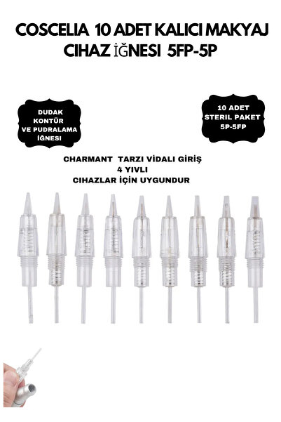 Coscelia 10 ADET KALICI MAKYAJ CIHAZ İĞNESI 5FP-5P -CHARMANT VB CIHAZLAR İÇİN