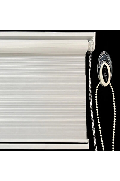 Arzey Home Brillant Düz Geniş Plise Zebra Stor Perde KREM (Metal Kasa Lama Mi...