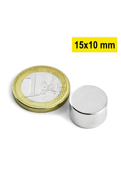 Dünya Magnet Yuvarlak Neodyum Mıknatıs, 15x10 Mm, Çok Güçlü Magnet, Çap: 15 M...