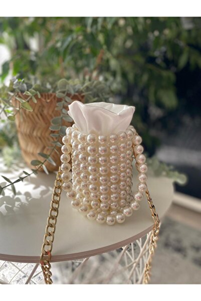 AREV BAGS İnci Silindir Çanta - İnci Boncuk Çanta