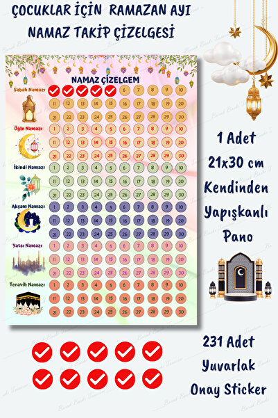 Burak Baskı Tasarım Çocuklar İçin Ramazan Ayı Namaz Takip Çizelgesi - Ramazan...