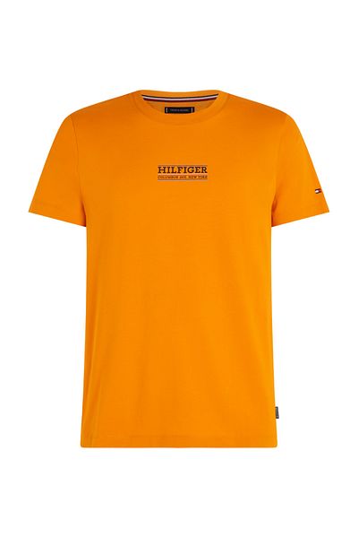 Tommy Hilfiger Erkek Pamuklu Kısa Kollu Yuvarlak Yaka Turuncu T-Shirt MW0MW34387-SG3