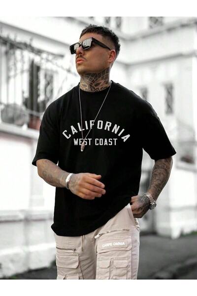 WOODROFFE KALIFORNIJA Ba Štampano v Oversize kroj muški T- T-shirt legura Boy...