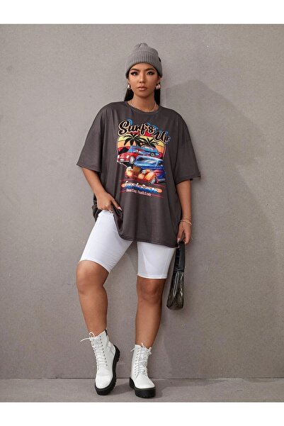 WOODROFFE Surf's Up Štampano Smoked Oversize kroj Žene/Djevojke T-shirt