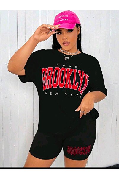 WOODROFFE Set de tricou cu dresuri cu imprimeu BROOKLYN de damă, oversize cas...