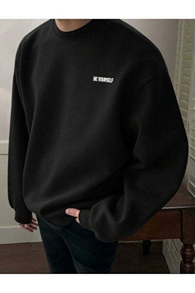 WOODROFFE Hanorac oversize unisex pentru bărbați cu imprimeu minimal