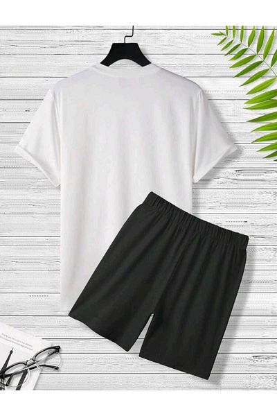 WOODROFFE Ανδρικό Σετ μπλουζάκι με σορτς Street Style Minimal Palm Printed Oversize Loose