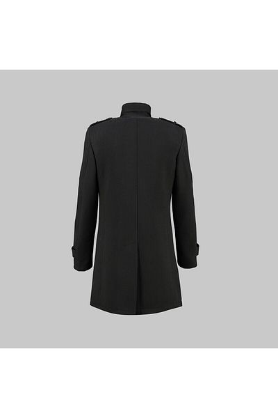 Sarar Interview Stand Collar Silim Fit Leander Black Coat