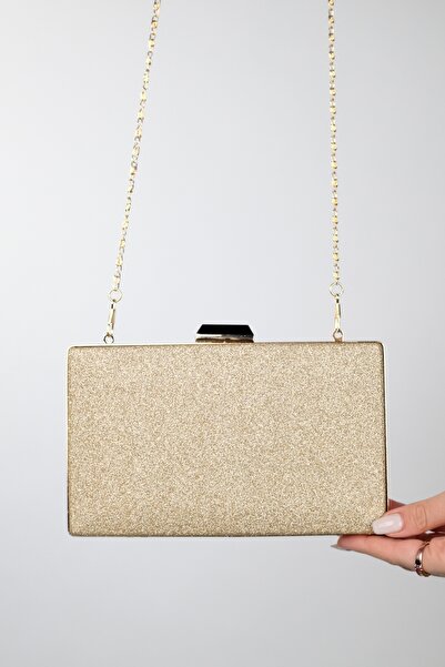 LuviShoes MARSILYA Gold Sand Glitter Women's Evening Dress Bag
