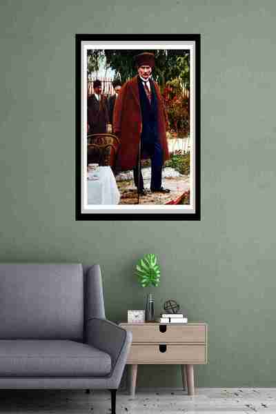 LİPYOS Atatürk Temalı Çerçeveli Görünümlü Ahşap Retro Poster 20 x 30 cm