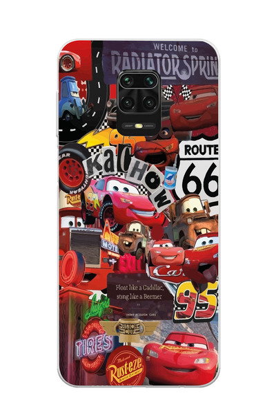 Magic Ring Redmi Note 9 Pro / 9s Uyumlu Şimşek McQueen Kolaj Tasarımlı Şeffaf...