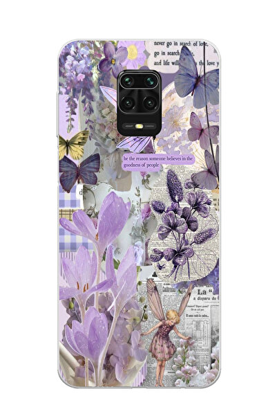 Magic Ring Redmi Note 9 Pro / 9s Uyumlu Lavanta Tasarımlı Şeffaf Telefon Kılıfı