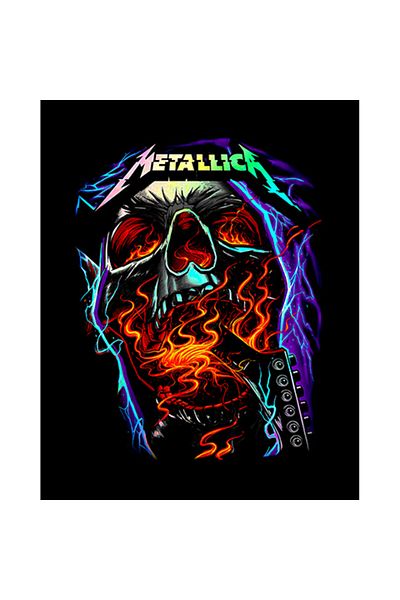 Z zepplin Metallica Skull Guitar Patch mare pe spate