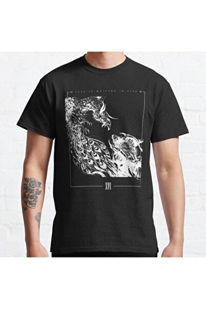 ZOKAWEAR تي شيرت مطبوع بتصميم فضفاض Final Fantasy Xvi ~ Fate (MONOCHROME)