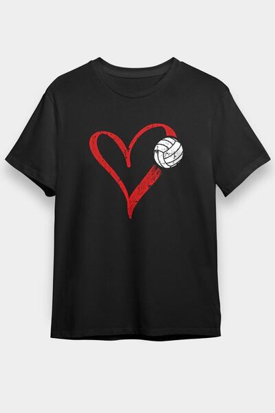 ZOKAWEAR Unisex Loose Fit Volei - Tricou Negru Imprimat Volei - Tricou
