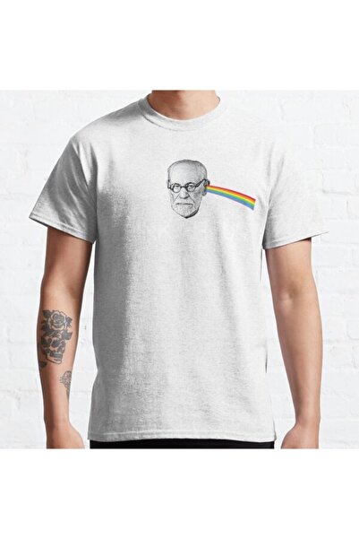 ZOKAWEAR تيشيرت مطبوع عليه جانب داكن من فرويد باللون الوردي للجنسين - مقاس فضفاض