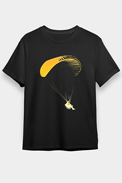 ZOKAWEAR Unisex Loose Fit Parapanta - Tricou negru imprimat cu Parapanta - Tr...