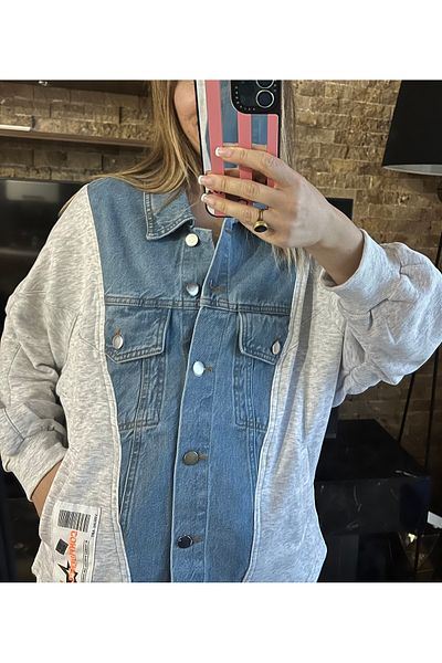 Cardella Μπουφάν τζιν τζιν με φαρδιά εφαρμογή Oversize με διπλή τσέπη