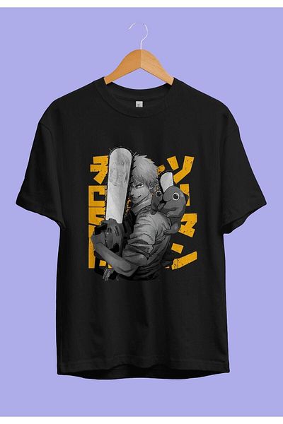 ZOKAWEAR Tricou anime unisex loose fit Chainsaw Man Denji și Pochita cu design personalizat