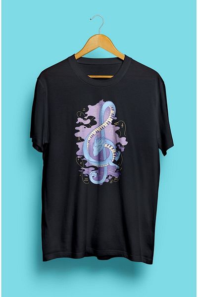 ZOKAWEAR Tricou unisex imprimat Music Piano Dragon Design