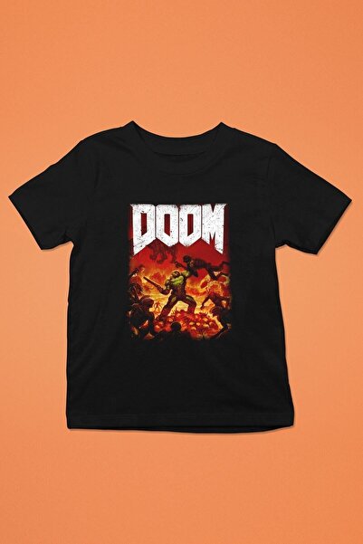 ZOKAWEAR Tricou negru cu imprimeu Doom, unisex, loose fit