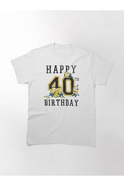 ZOKAWEAR Τυπωμένο μπλουζάκι Loose Fit Unisex Minions Happy 40th Birthday Design