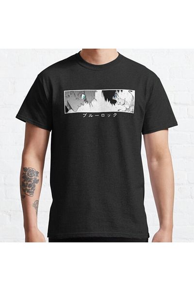 ZOKAWEAR Loose Fit Nagi And Isagi - Tricou cu imprimeu albastru cu design japonez