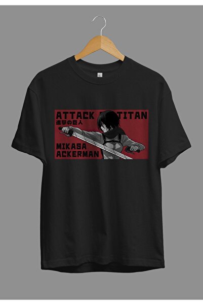 ZOKAWEAR Tricou cu design imprimat unisex, Mikasa Ackerman, cu caracter largi, Attack On Titan