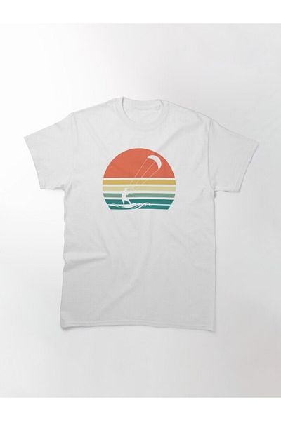 ZOKAWEAR Tricou cu imprimeu unisex, Kiteboarding, kitesurfing, retro, vintage