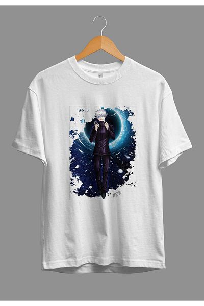 ZOKAWEAR Loose Fit Jujutsu Kaisen Satoru Gojo (SENSEİ) Anime Character Printed Design T-Shirt
