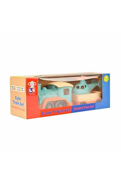 lets be child LC-31030 LC قطار مجموعة قطار الشحن مع طائرة هليكوبتر - لعبة إنفال