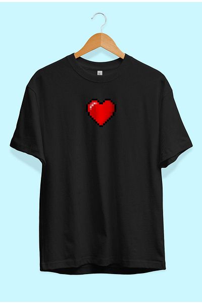 ZOKAWEAR Μπλουζάκι με τυπωμένο σχέδιο Loose Fit Unisex Pixel Red Heart