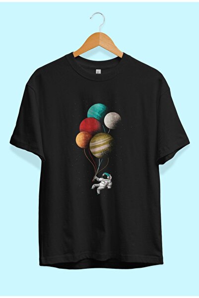 ZOKAWEAR Τυπωμένο μπλουζάκι Loose Fit Unisex Astronaut Balloon Space Design