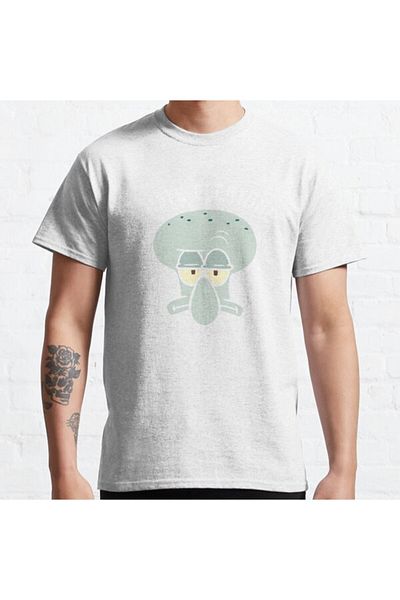 ZOKAWEAR Loose Fit Unisex Μπομπ Σφουγγαράκης Squarepants Squidward Hates Everyone Σχέδιο πορτραίτου εμπριμέ μπλουζάκι