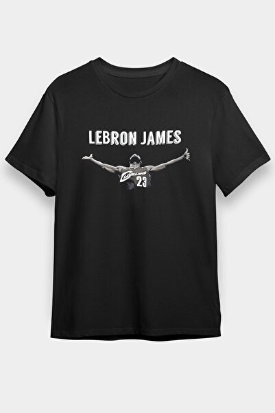 ZOKAWEAR Tricou negru cu imprimeu Lebron James, unisex, cu croiala larga - tr...