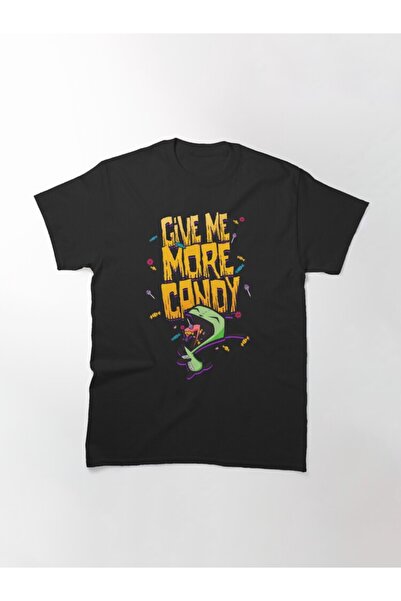 ZOKAWEAR Loose Fit Unisex Invader Zim Halloween Gir Give Me More Candy!! Σχέδιο εμπριμέ μπλουζάκι