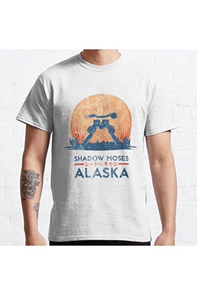 ZOKAWEAR قالب فضفاض للجنسين Shadow Moses Island| تيشيرت مطبوع بتصميم ميتال جي...