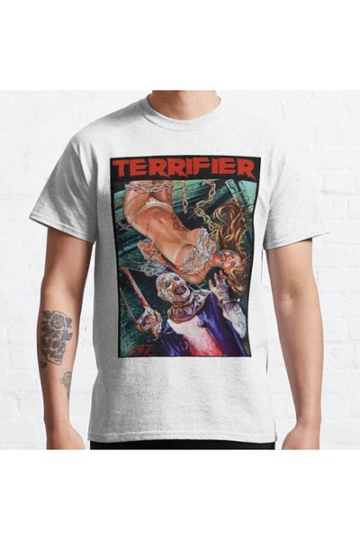 ZOKAWEAR Tricou cu imprimare unisex, cu croiala largă, cu artă Terrifier The Clown Horror Movie Art Design