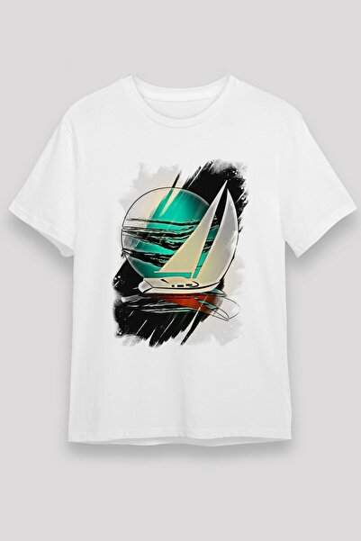 ZOKAWEAR Λευκό μπλουζάκι Unisex Loose Fit Sailing Sail Printed