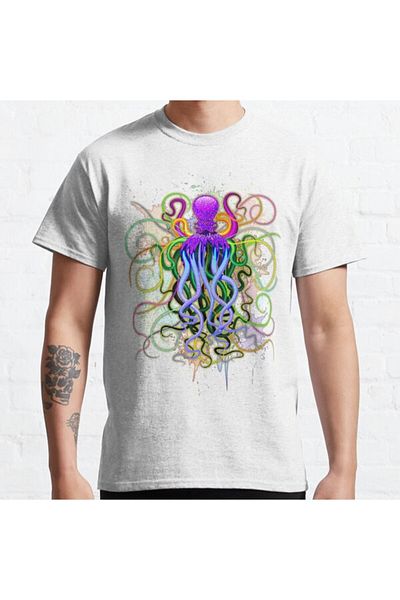 ZOKAWEAR Τυπωμένο μπλουζάκι Loose Fit Unisex Octopus Psychedelic Luminescence Design
