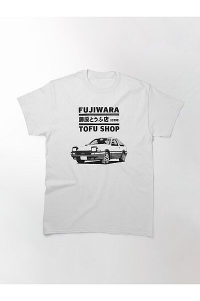 ZOKAWEAR Tricou cu imprimeu unisex, loose fit, Initial D Fujiwara Tofu Shop Ae86 Manga Design
