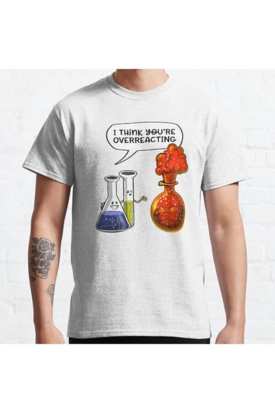 ZOKAWEAR Tricou imprimat unisex cu design loose, Chimie, exagerezi