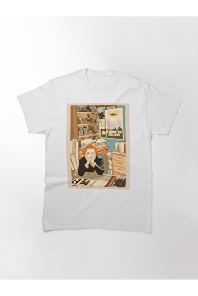 ZOKAWEAR Унисекс тениска със свободен крой и щампа „Скептична Дана Скъли в офиса на Мълдър“ от „Досиетата Х“.