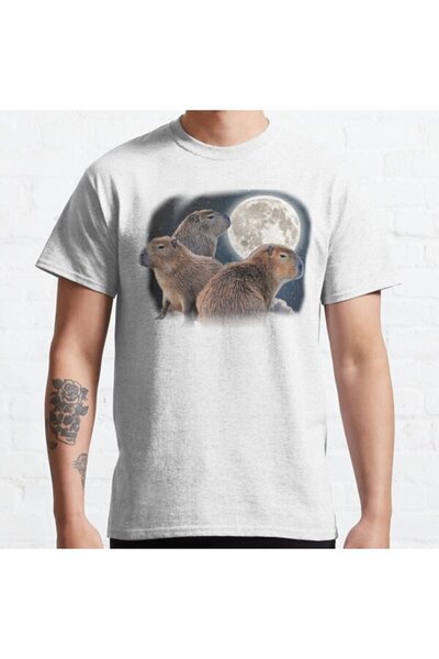 ZOKAWEAR Τυπωμένο μπλουζάκι Loose Fit Unisex Three Capybaras And Moon Funny C...
